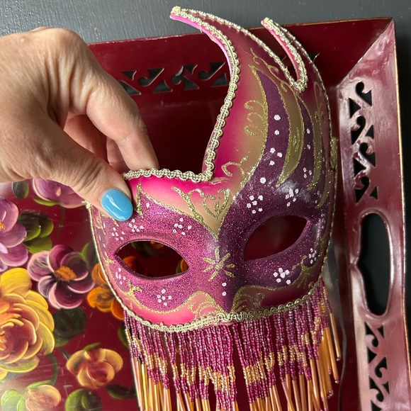 BEADED Mardi Gras MASQUERADE VENETIAN MASK - Picture 3 of 6